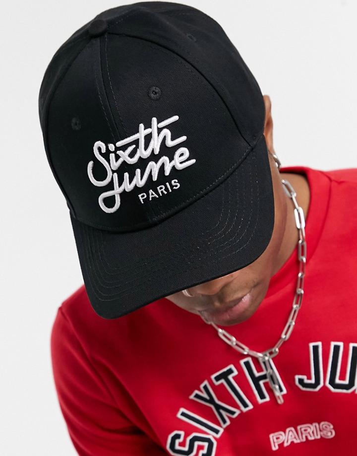 Sixth June Curved Cap With Logo In Black