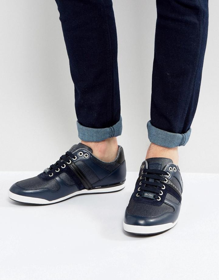 Boss Green By Hugo Boss Leather And Rubber Sneakers Navy - Navy
