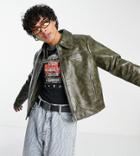 Collusion Pu Western Jacket In Green