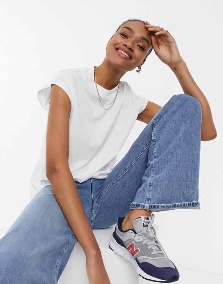 Asos Design Boxy Sleeveless T-shirt In White