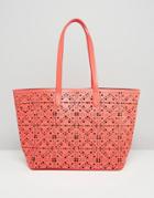 Asos Cut Out Shopper Bag - Coral