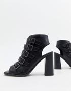New Look Buckle Block Heeled Sandal - Black