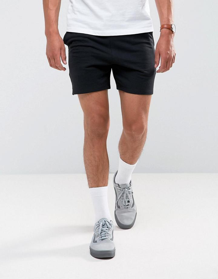 Asos Jersey Shorts With Geo-tribal Drawcords - Black