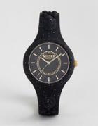 Versus Versace Spoq16 Fire Island Glitter Silicone Watch In Black - Black