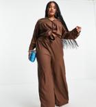 In The Style Plus X Syd & Ell Coordinating Wide Leg Pants In Brown