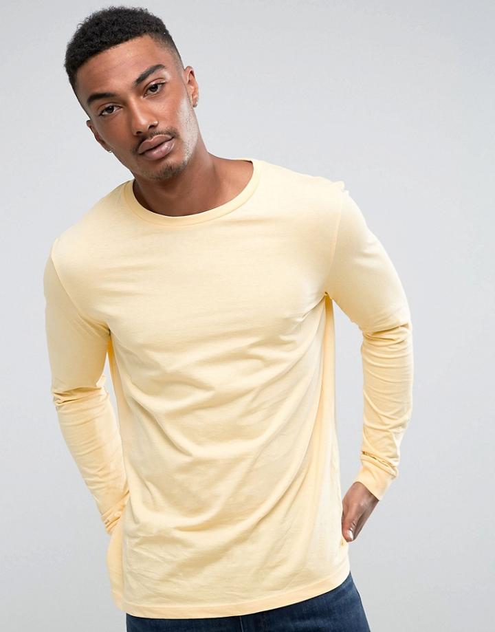 Asos Longline Long Sleeve T-shirt - Yellow