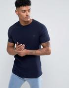 Intense T-shirt In Ribbed With Logo - Navy