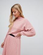 Miss Selfridge Balloon Sleeve Sweater In Pink - Pink