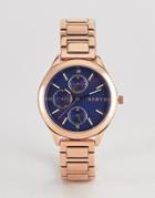 Dkny Ny2661 Ladies Rose Gold Chronograph Watch With Blue Dial - Pink