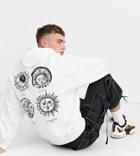 Reclaimed Vintage Hoodie With Sun And Moon Back Print In White