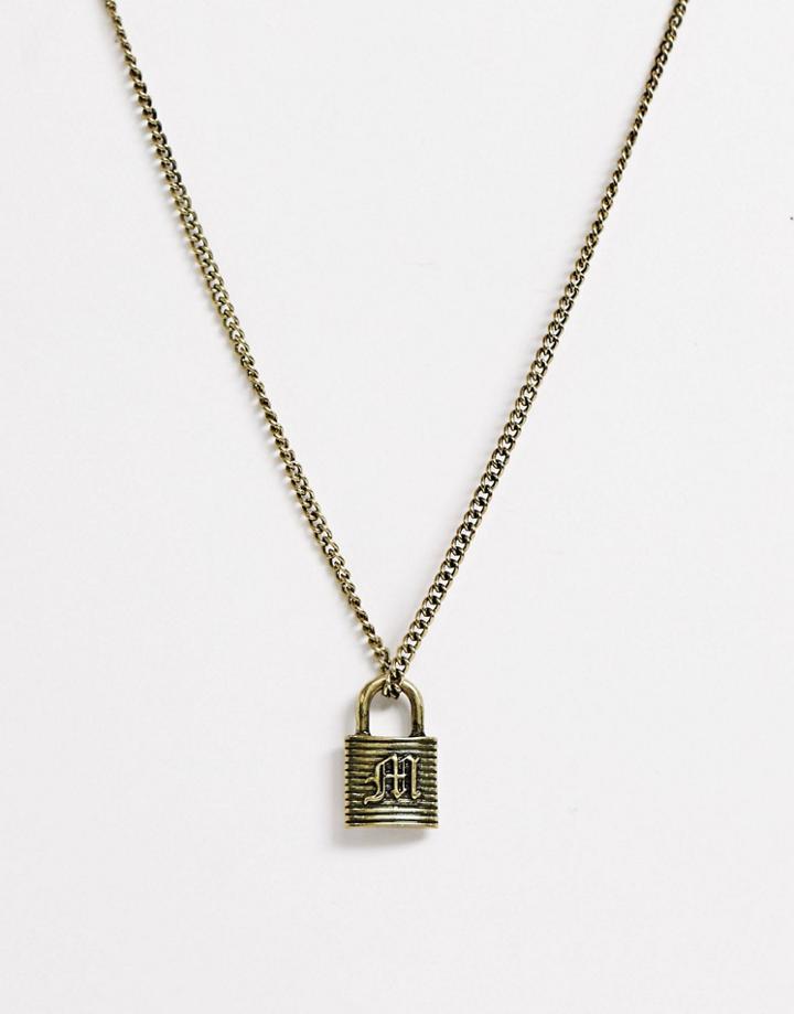 Reclaimed Vintage Inspired Initial 'm' Padlock Pendant Exclusive To Asos