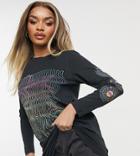 Noisy May Petite Oversized T-shirt With Graphic Prints In Black