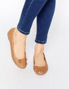 Miss Kg Nelson Cut Out Ballet Flats - Tan Synthetic
