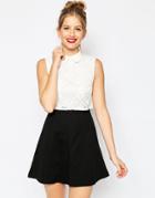 Asos Dress With Lace Top And Collar