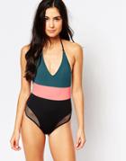 Tavik Chase Halter Swimsuit With Mesh Detail - Cor
