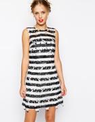 Asos Premium Stripe Crop Top Mini Lace Dress - Mono
