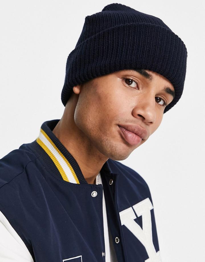 New Look Fisherman Beanie In Navy