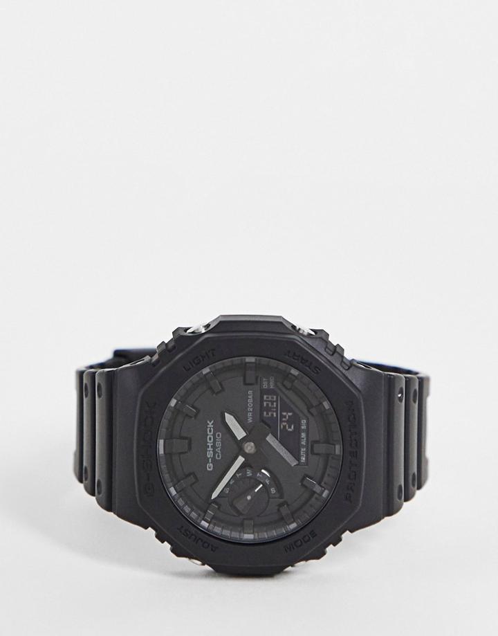 Casio G Shock Unisex Silicone Watch In Black Ga-2100
