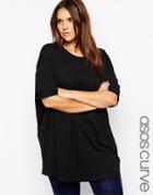 Asos Curve Oversized Longline T-shirt - Black