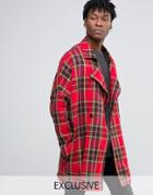 Reclaimed Vintage Oversized Cocoon Coat - Red