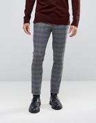 Asos Super Skinny 5 Pocket Smart Pants In Light Gray Plaid - Gray
