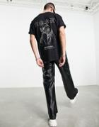 Night Addict Anime Front Print T-shirt In Black