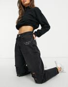 Il Sarto High Waisted Mom Jeans In Washed Black