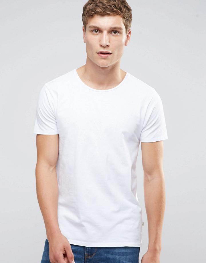 Scotch & Soda T-shirt Crew Neck In Stretch Slim Fit In White - White
