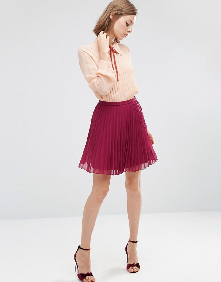Asos Pleated Mini Skirt - Red