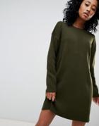 Asos Design Oversized Dress In Rib - Green