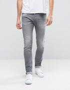 Diesel Tepphar Skinny Jeans 853t Light Gray Wash - Gray