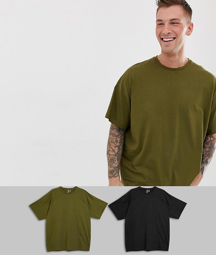 Asos Design Oversized T-shirt With Crew Neck 2 Pack Save - Multi