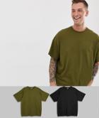 Asos Design Oversized T-shirt With Crew Neck 2 Pack Save - Multi