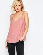 Asos Woven Cami Top With Double Straps - Dusty Rose