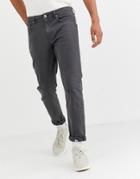 Asos Design Tapered Jeans In Flat Dark Gray
