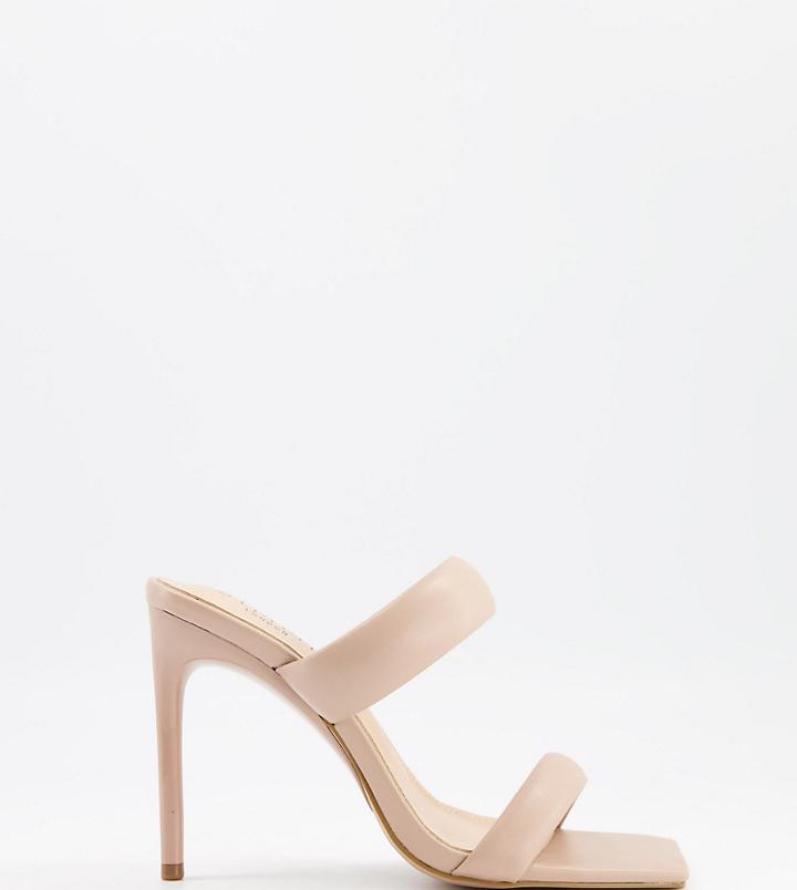 Simmi London Wide Fit Skye Padded Mules In Beige-neutral