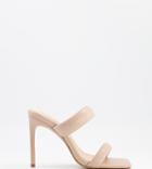Simmi London Wide Fit Skye Padded Mules In Beige-neutral