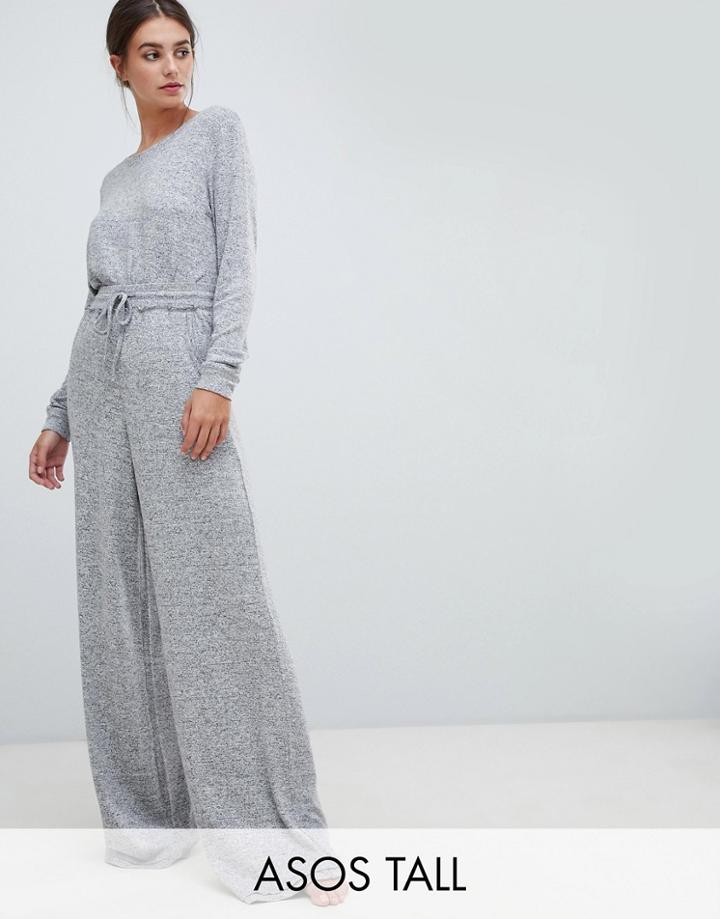 Asos Design Tall Mix & Match Lounge Super Soft Brushed Wide Leg - Gray