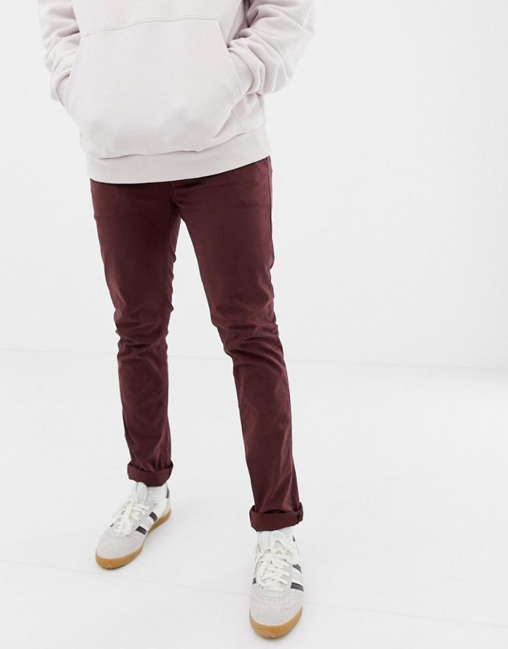 Nudie Jeans Co Slim Adam Chinos In Plum-purple