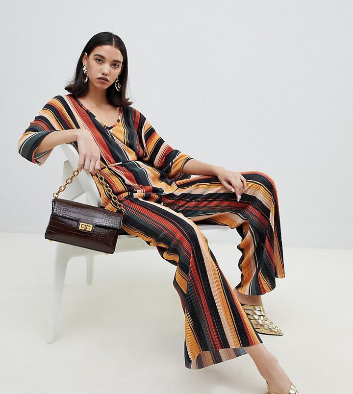 River Island Plisse Pants In Stripe - Multi