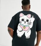 New Love Club Plus Cat Back Print T-shirt-black