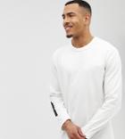 Asos White Tall Loose Fit Heavyweight Long Sleeve T-shirt In Abstract Print - White