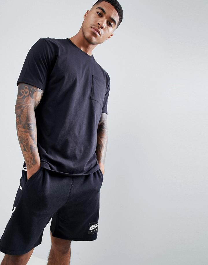 Asos Design Relaxed Fit T-shirt With Large Pocket In Black - Black