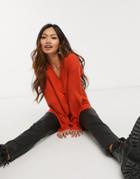 Oasis Step Hem Sweater In Red