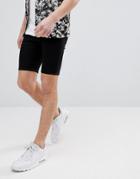 Asos Denim Shorts In Super Skinny Black - Black