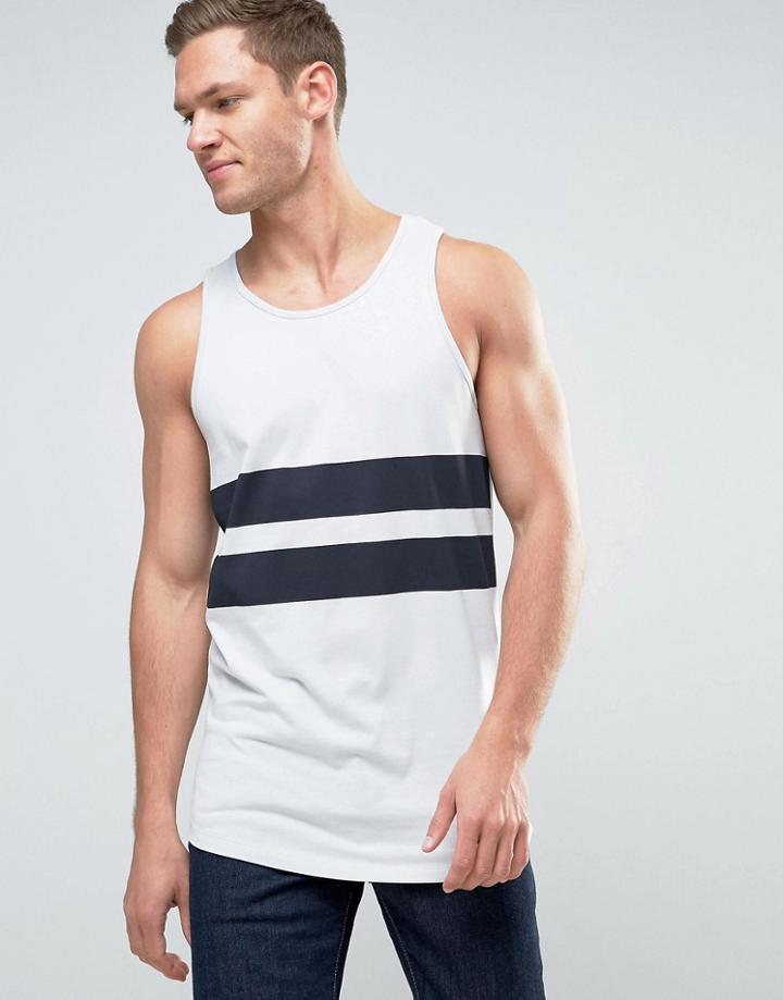 Jack & Jones Core Tank With Printed Stripe - Gray