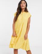 Y.a.s Mini Smock Dress With Ruffle Detail In Yellow Floral