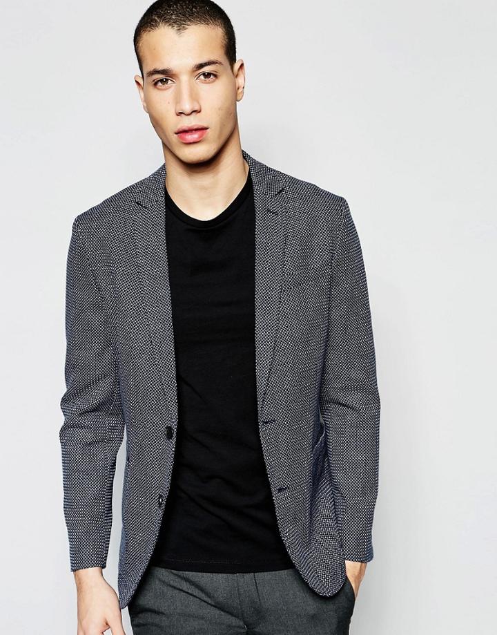 Selected Homme Pattern Blazer In Slim Fit - Navy