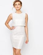 Oasis Metalic Lace Double Layer Dress - Ivory