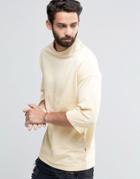 Only & Sons Sweat With Crew Neck And 3/4 Sleeve Detail - Beige